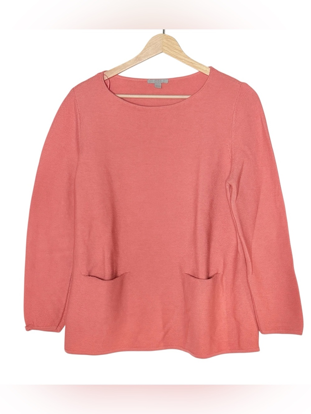 COS 100% Wool Boxy Pullover Pink Sweater Size M Pockets Lagenlook Minimalist